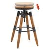 vidaXL Bar Stool Set of 2 Natural Wood Solid Fir Wood & Steel