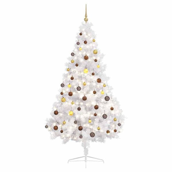 vidaXL Artificial Half Christmas Tree White PVC 6.9 ft Tall