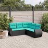 vidaXL Patio Sofa Set Black, Cushion Blue