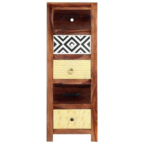 vidaXL Side Cabinet Natural wood and mixed patterns