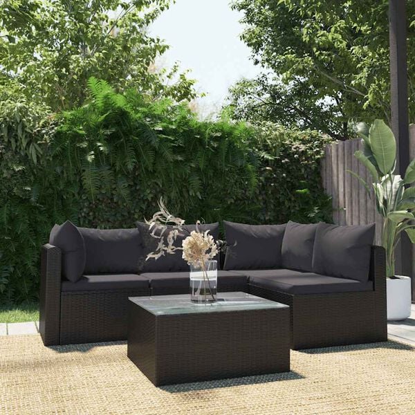 vidaXL Patio Sofa Black