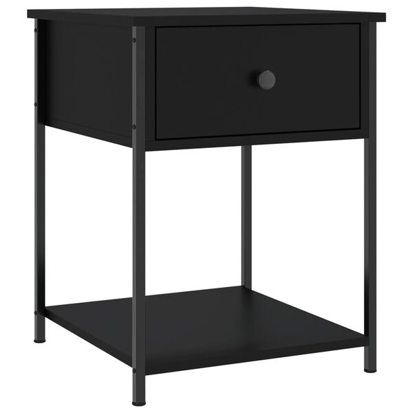 vidaXL Bedside Table Set of 2 Black Engineered wood, Iron