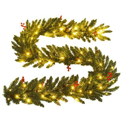 vidaXL Artificial Christmas Trees 2 pcs with Wreath, Garland and LEDs
