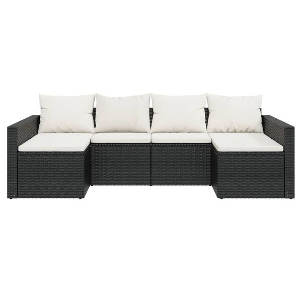vidaXL Garden Lounge Set Black and Cream White