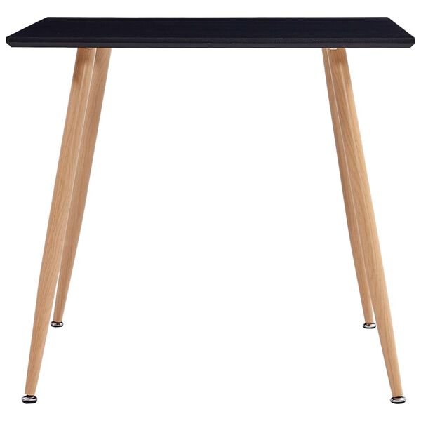 vidaXL Dining Table Black and Oak MDF 31.7 in x 31.7 in x 28.7 in