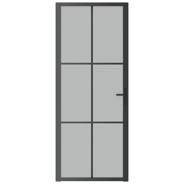 vidaXL Interior Door 32.7"x79.3" Black Matt Glass and Aluminum