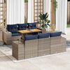 vidaXL 7 Piece Patio Sofa Set with Cushions Gray Poly Rattan