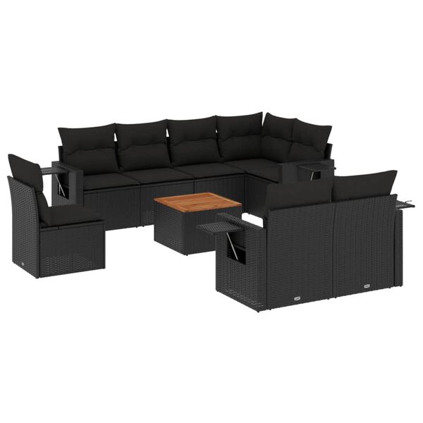 vidaXL Garden Sofa Set Black