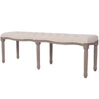 vidaXL Bench Linen Solid Wood 59.1" x 15.7" x 18.9" Cream White