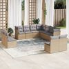 vidaXL Garden Sofa Set Beige Poly Rattan Large Adjustable Feet