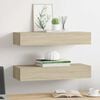 vidaXL Drawer Shelf Set of 2 Oak MDF, Metal Medium Appealing Design