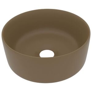 vidaXL Luxury Wash Basin Round Matt Cream 15.7x5.9" Ceramic