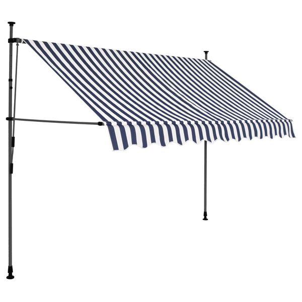 vidaXL Retractable Awning Blue and White Polyester with PU coating