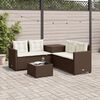 vidaXL Patio Sofa with Table and Cushions L-Shaped Brown Poly Rattan