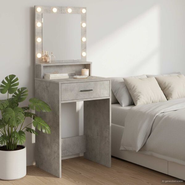 vidaXL Dressing Table Concrete Grey 19.69 x 16.14 x 53.15 in