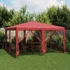 vidaXL Party Tent with 8 Mesh Sidewalls Red  13.1x13.1' HDPE