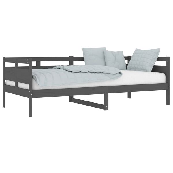 vidaXL Day Bed Grey Solid pine wood, plywood Twin Convertible