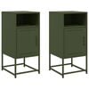 vidaXL Bedside Cabinet Set of 2 Olive Green Steel Medium