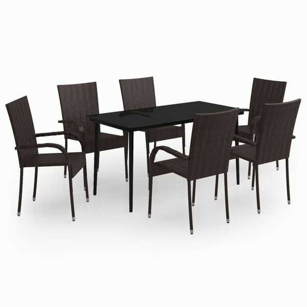 vidaXL Garden Dining Set Brown and black