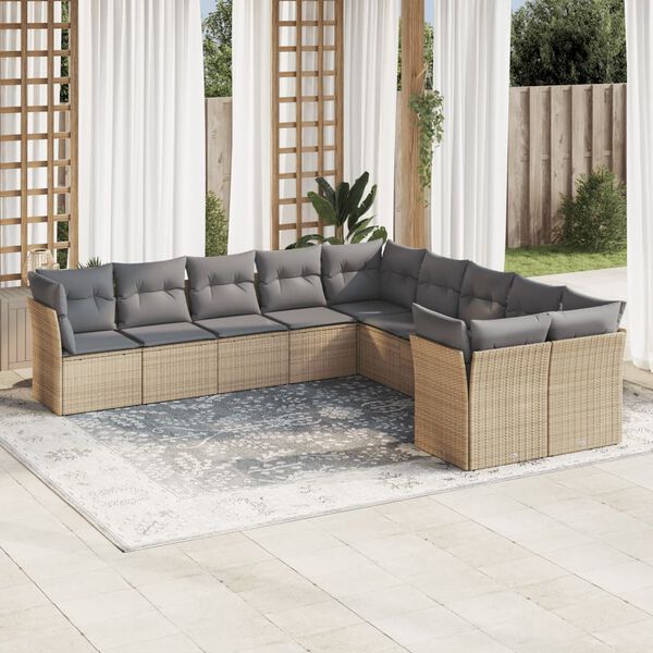 vidaXL Garden Sofa Set Beige, Light grey