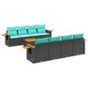 vidaXL 9 Piece Patio Sofa Set with Cushions Black Poly Rattan (US only)