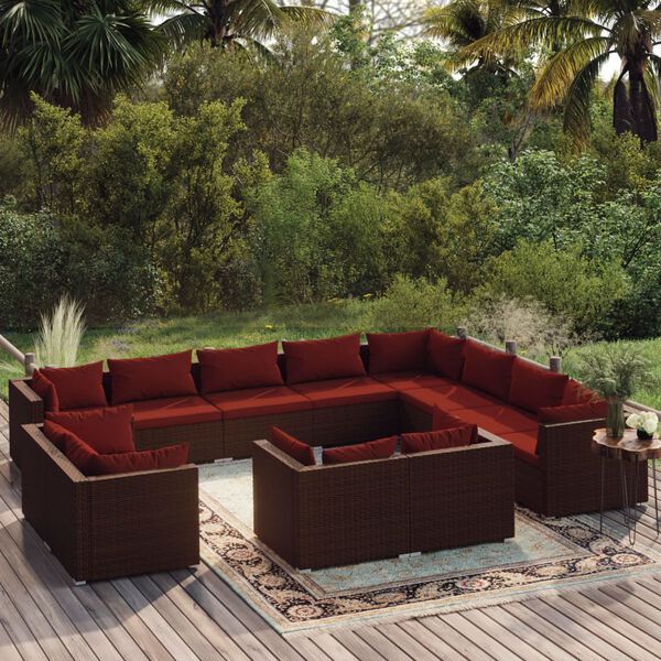 vidaXL Garden Lounge Set Brown, Cinnamon Red