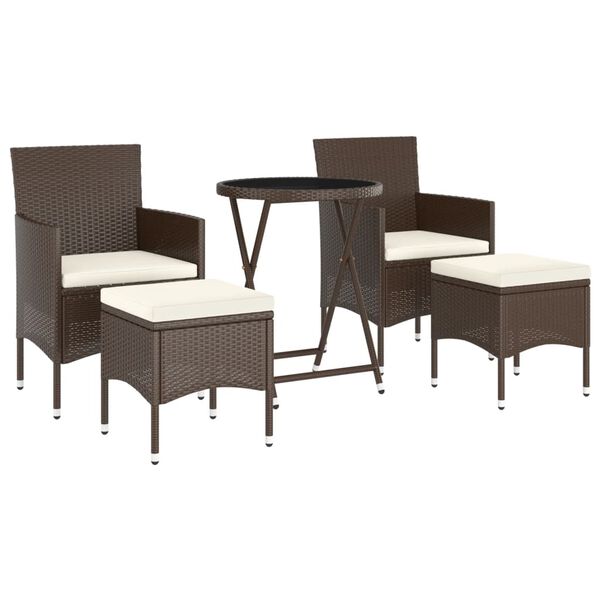 vidaXL Garden Bistro Set Brown, Cream White