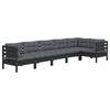 vidaXL Garden Lounge Set Black, Anthracite Solid Pinewood, 100% Polyester