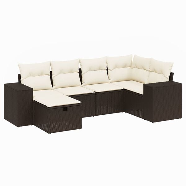 vidaXL Garden Sofa Set Brown Poly Rattan and Powder-Coated Steel Modular