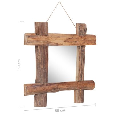 vidaXL Log Mirror Natural 19.7"x19.7" Solid Reclaimed Wood