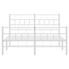 vidaXL Metal Bed Frame White Powder-Coated Steel Double Metal Bed Frame