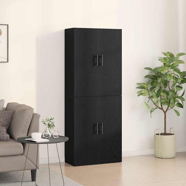 vidaXL Wall-Mounted Cabinet 2 pcs Black Oak 27.36 x 13.39 x 35.43 in