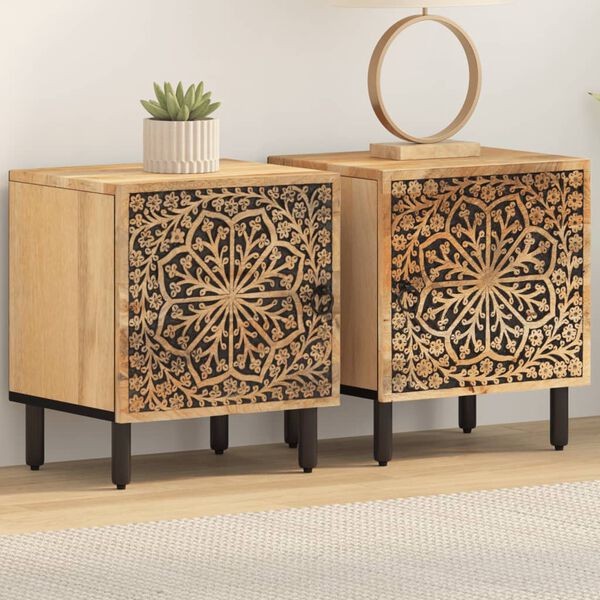 vidaXL Bedside Cabinets 2 pcs 15.7"x13"x18.1" Solid Wood Mango