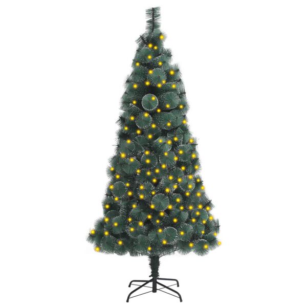 vidaXL Artificial Christmas Tree Green with white tips PET, steel