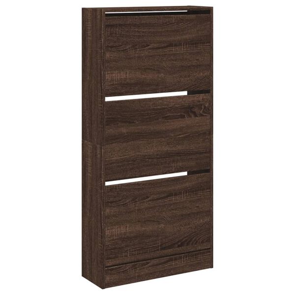 vidaXL Shoe Cabinet Brown Oak 23.6"x8.3"x49.4" Engineered Wood
