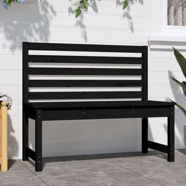 vidaXL Garden Bench Black Solid pine wood Standard Durable