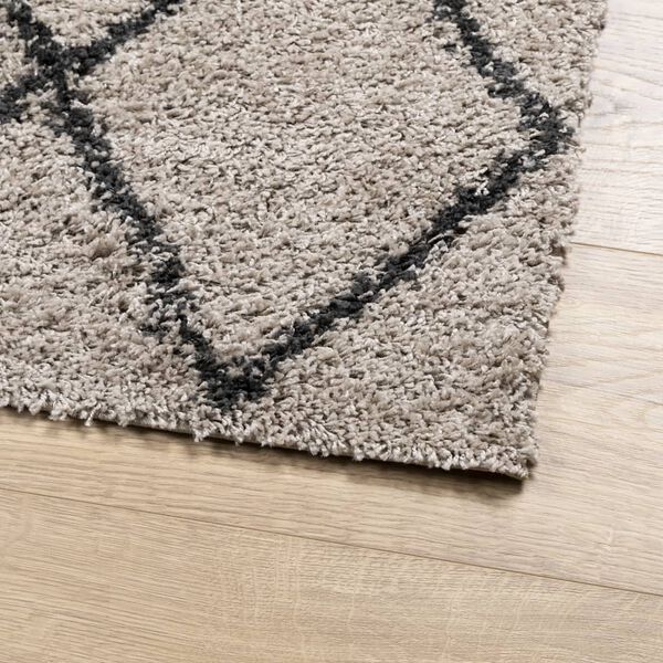 vidaXL Shaggy Rug Beige 100% Polypropylene 47.2x47.2 in Foldable
