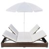 vidaXL Sun Lounger Brown PE Rattan 78.7x55.1x11.0 in Adjustable Armrests