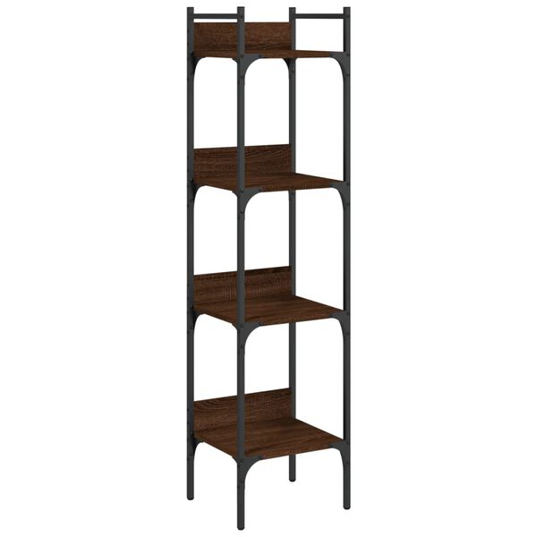 vidaXL Bookshelf Brown Oak Engineered wood, powder-coated steel Tall