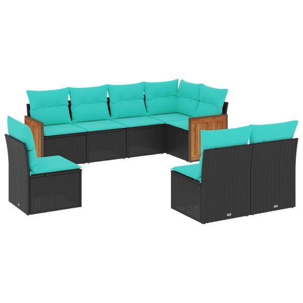 vidaXL Patio Sofa Set Black