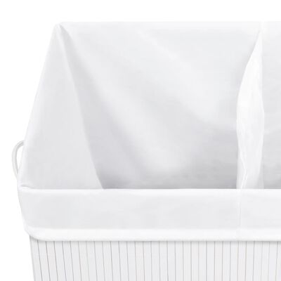 vidaXL Bamboo Laundry Basket with 2 Sections White 26.4 gal