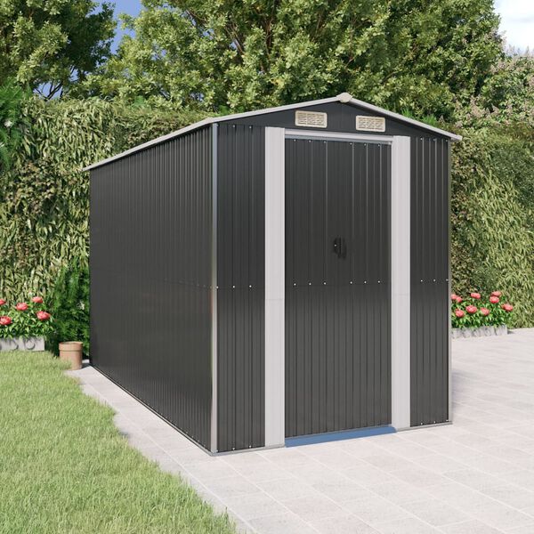 vidaXL Garden Shed Anthracite Galvanized steel Spacious Garden Shed