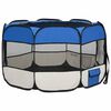 vidaXL Dog Playpen Blue and Cream Polyester, Steel 43.3 x 43.3 x 22.8 in