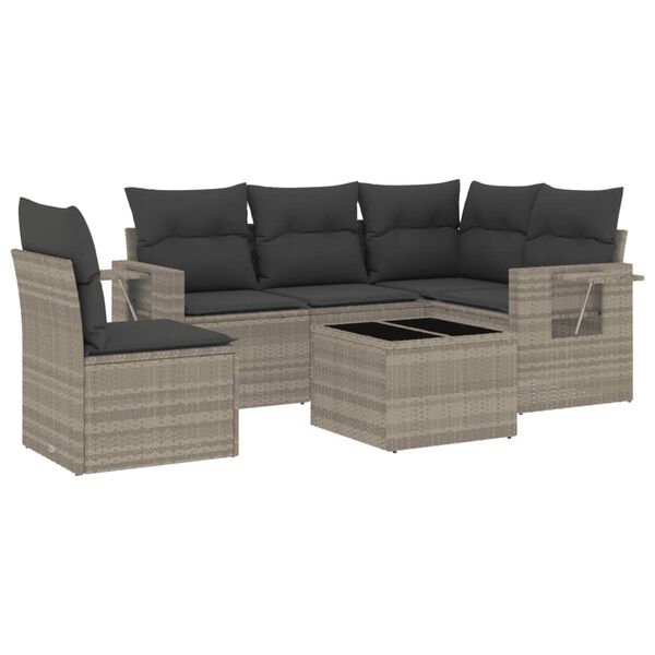 vidaXL Garden Sofa Set Light grey PE rattan Large Modular