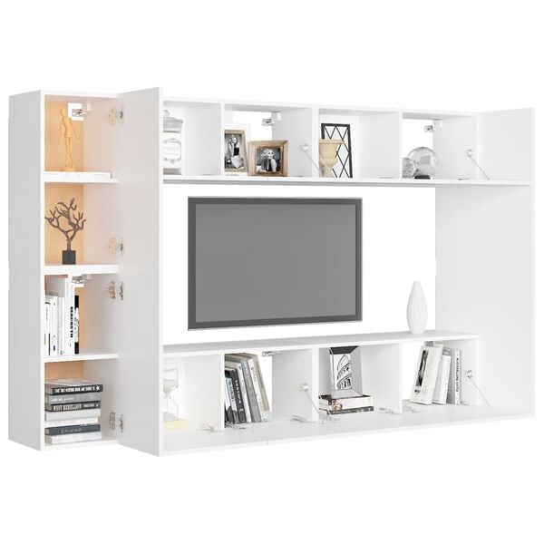 vidaXL TV Cabinet White Engineered wood 8 Piece Set TV Cabinet