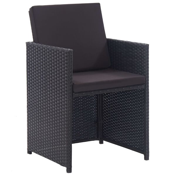 vidaXL Garden Table And Chair Black Powder-coated steel, PE rattan, glass