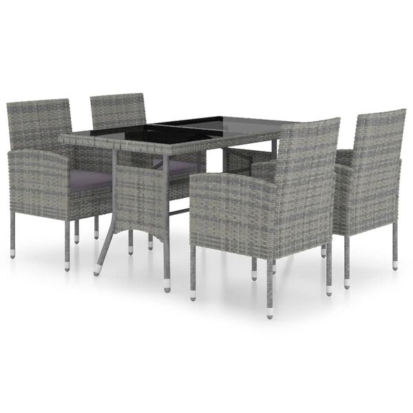 vidaXL Garden Dining Set Anthracite PE rattan Medium Durable