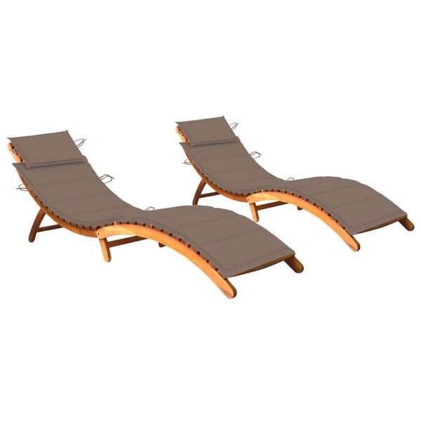 vidaXL Sun Lounger Taupe Solid Acacia wood Standard Foldable