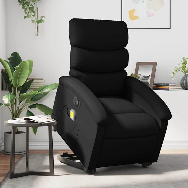 vidaXL Electric Stand Up Massage Recliner Chair Black Faux leather Regular