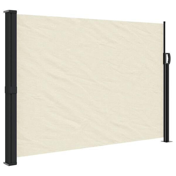 vidaXL Retractable Side Awning Cream PU Coated Polyester, Steel, Aluminum